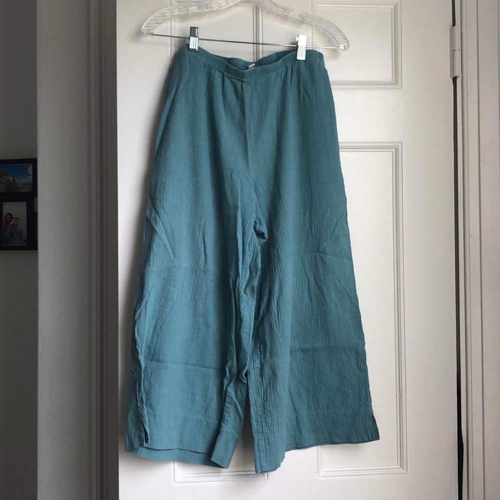 Linen-cotton, wide-leg pants